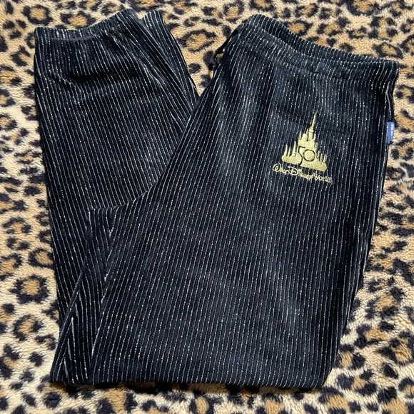 Walt Disney World Sprit Jersey black with gold glitter stripe lounge pants XXL - Picture 2 of 4